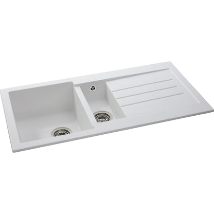 Abode Xcite 1.5B & Drainer Granite Inset Sink - Frost White