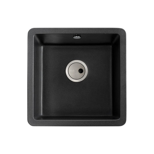 Abode Matrix Sq GR15 1B Granite Inset/Undermount Sink - Black Metallic