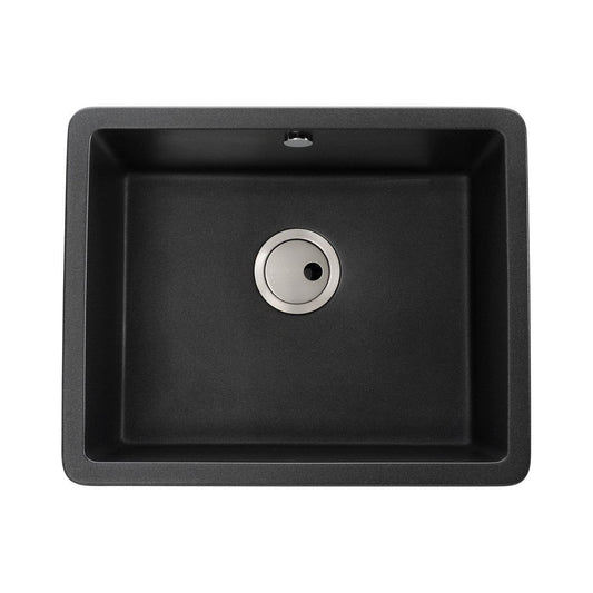 Abode Matrix Sq GR15 Large 1B Granite Inset/Undermount Sink - Black Metallic