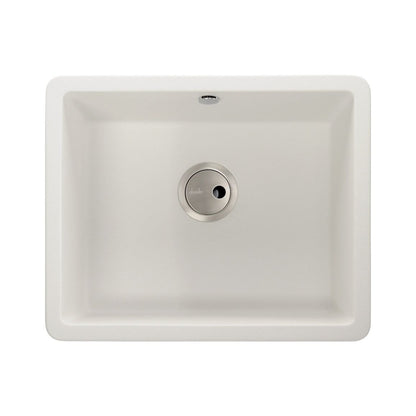 Abode Matrix Sq GR15 Large 1B Granite Inset/Undermount Sink - White