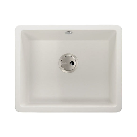 Abode Matrix Sq GR15 Large 1B Granite Inset/Undermount Sink - White