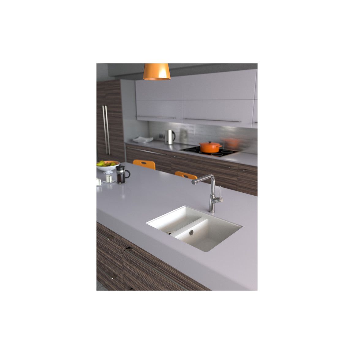 Abode Matrix Sq GR15 1.5B Granite Inset/Undermount Sink - Grey Metallic