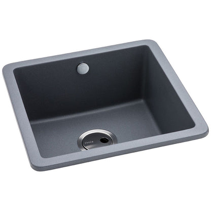 Abode Matrix Sq GR15 1B Granite Inset/Undermount Sink - Grey Metallic