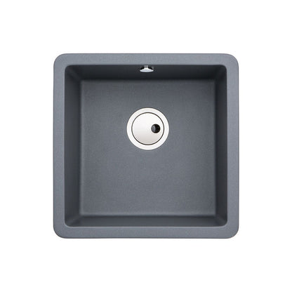 Abode Matrix Sq GR15 1B Granite Inset/Undermount Sink - Grey Metallic