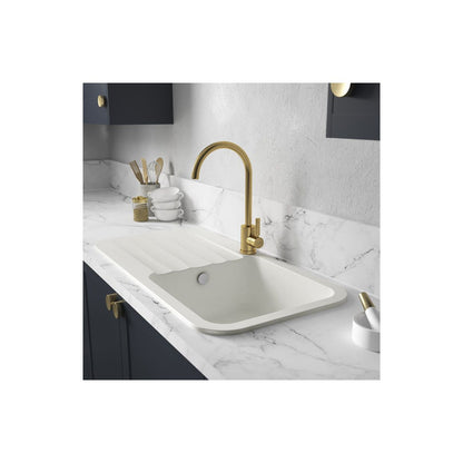 Abode Dune 1B & Drainer Granite Inset Sink - Frost White