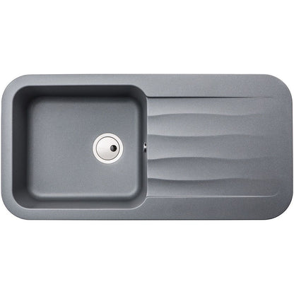 Abode Dune 1B & Drainer Granite Inset Sink - Grey Metallic