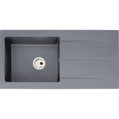 Abode Zero 1B & Drainer Granite Inset Sink - Grey Metallic