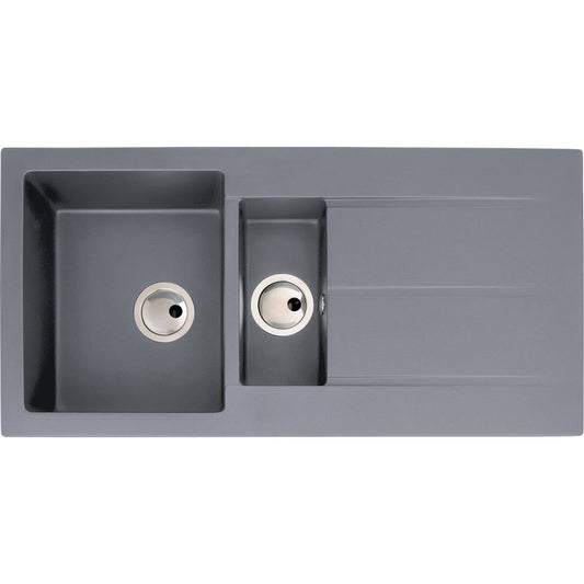 Abode Zero 1.5B & Drainer Granite Inset Sink - Grey Metallic