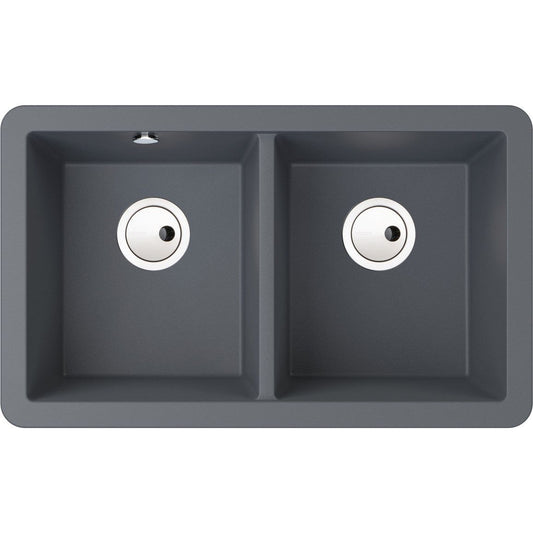 Abode Matrix Sq GR15 2B Granite Undermount Sink - Grey Metallic