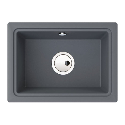 Abode Denton Compact 1B Undermount Sink - Grey Metallic