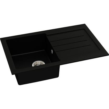 Abode Xcite 1B & Drainer Granite Inset Sink - Black Metallic