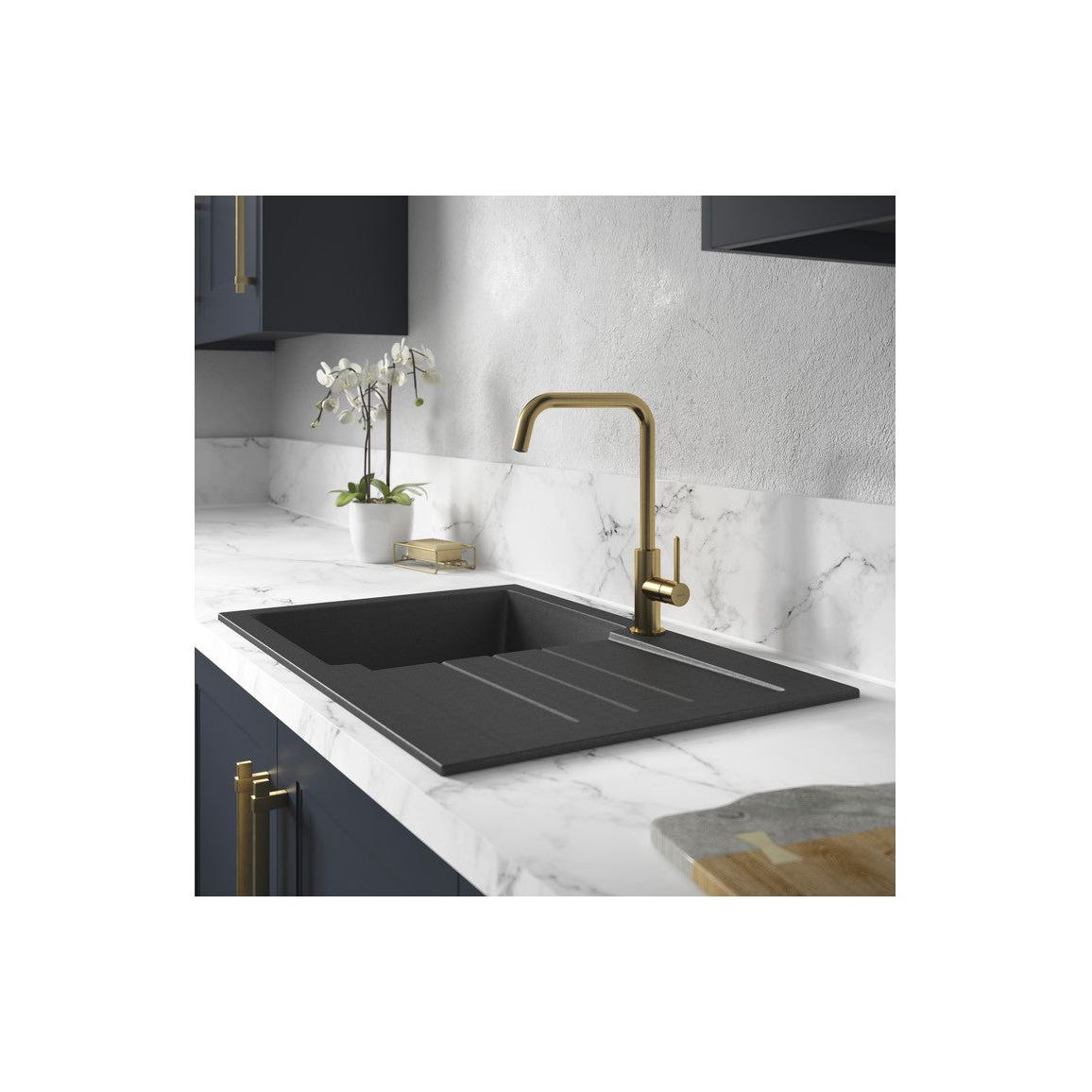 Abode Xcite 1B Inset Black Metallic Sink & Astral Tap Pack