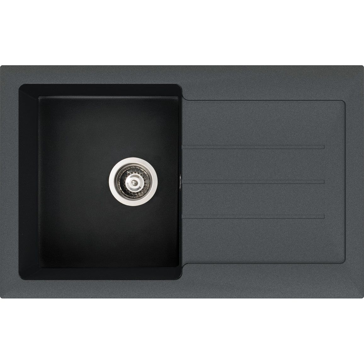 Abode Xcite 1B & Drainer Granite Inset Sink - Black Metallic