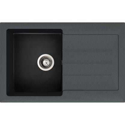 Abode Xcite 1B & Drainer Granite Inset Sink - Black Metallic