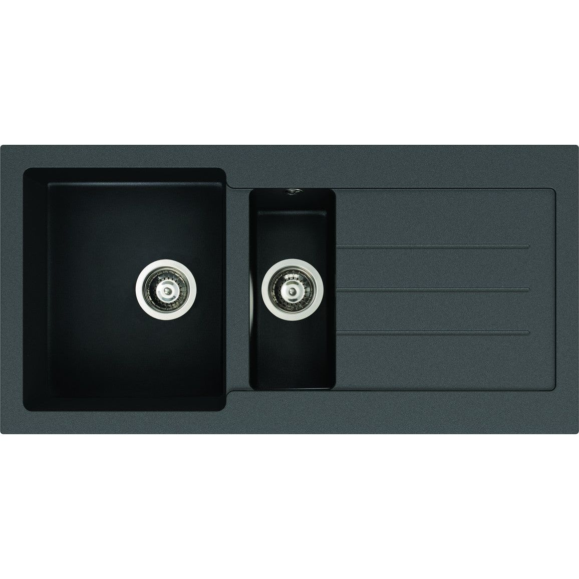 Abode Xcite 1.5B & Drainer Granite Inset Sink - Black Metallic