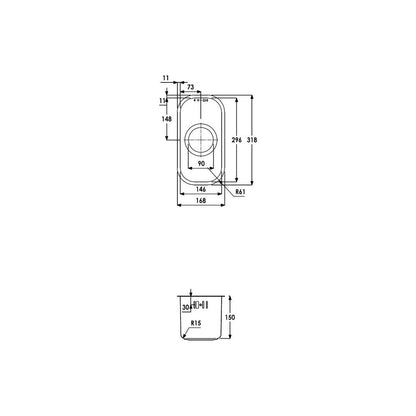 Abode Matrix R50 0,5B Évier sous plan - Acier