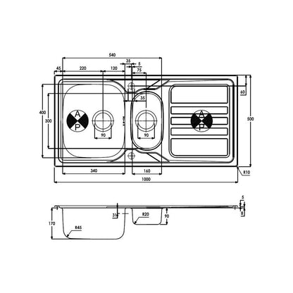 Abode Trydent 1.5B & Drainer Inset Sink - St/Steel