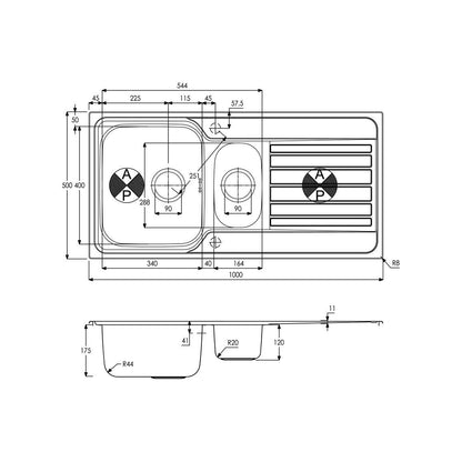 Abode Connekt 1.5B & Drainer Inset Sink - St/Steel