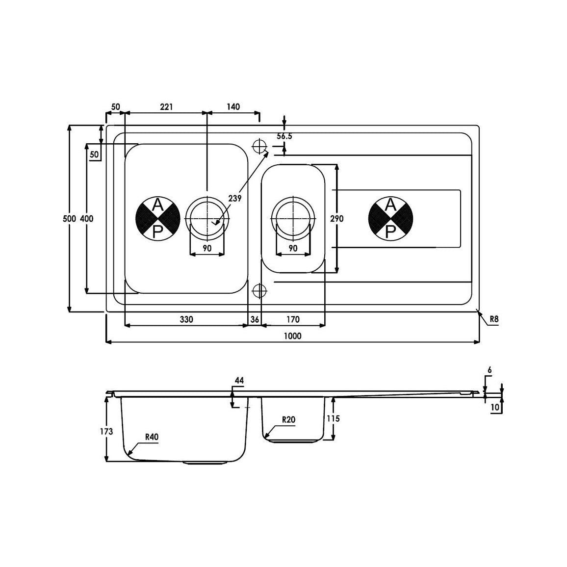 Abode Ixis 1.5B & Drainer Inset Sink - St/Steel