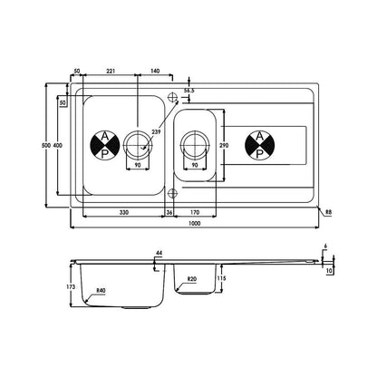 Abode Ixis 1.5B & Drainer Inset Sink - St/Steel