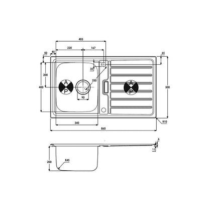 Abode Neron Compact 1B & Drainer Inset Sink - St/Steel