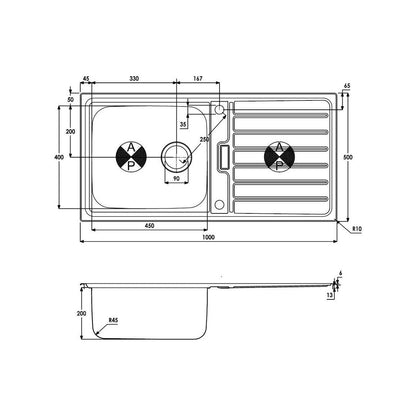 Abode Neron 1B & Drainer Inset Sink - St/Steel