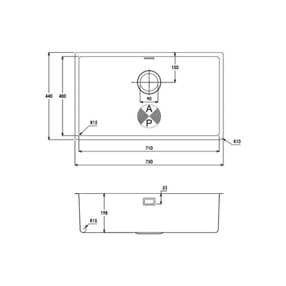 Abode Matrix R15 XL 1B Undermount/Inset Sink - St/Steel