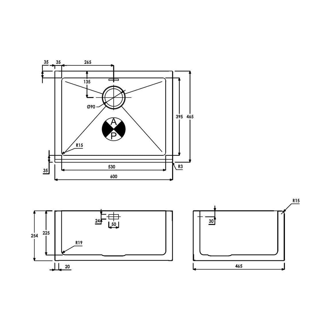 Abode Belfast 1B Undermount Sink - St/Steel