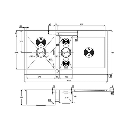 Abode Verve 1.5B & Drainer Inset Sink - St/Steel