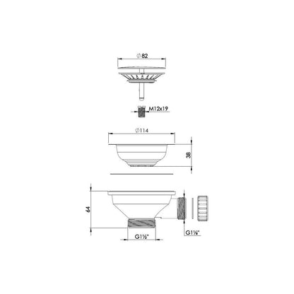 Abode Orbit Strainer Short Bolt Sink Waste - For St/Steel Sinks