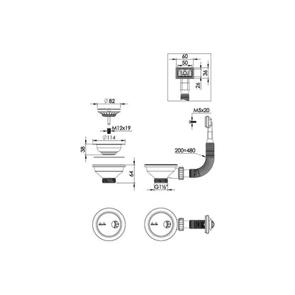 Abode Orbit Strainer Kit de residuos para fregadero de múltiples tazones