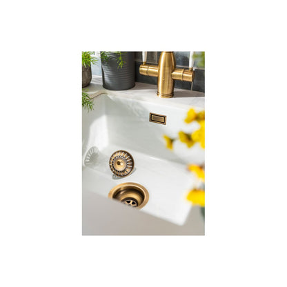 Abode Round Overflow Pipework - Antique Brass