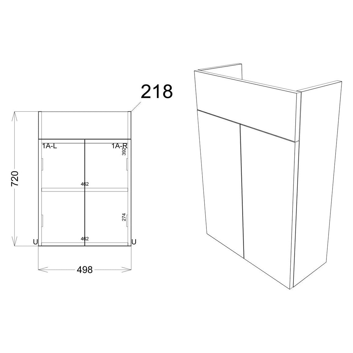 Cedar 500mm Slim Basin Unit - Matt Graphite Grey