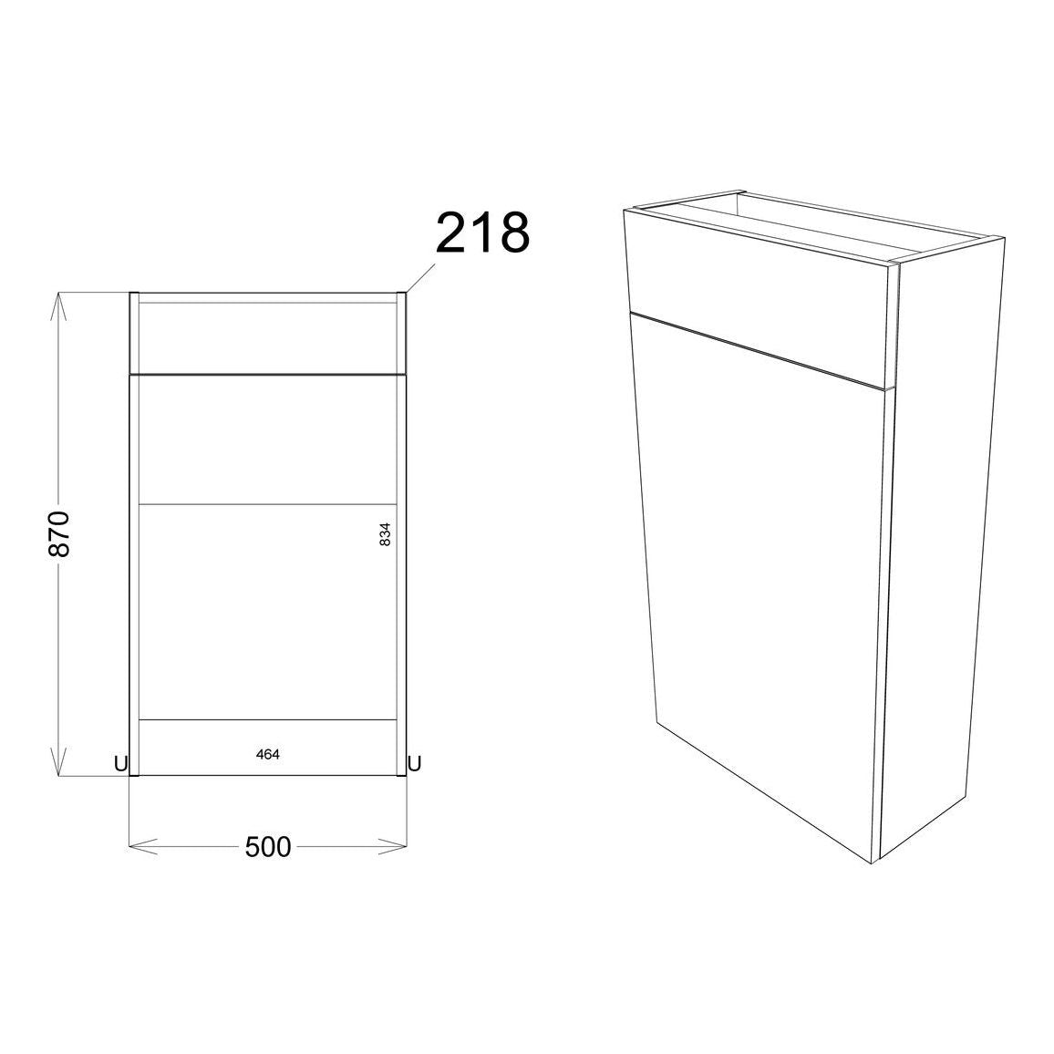 Meuble WC fin en cèdre 500 mm - Gris graphite mat