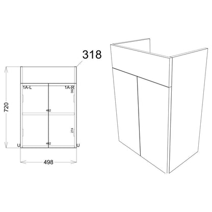 Meuble Lavabo en Cèdre 500 mm - Gris Graphite Mat