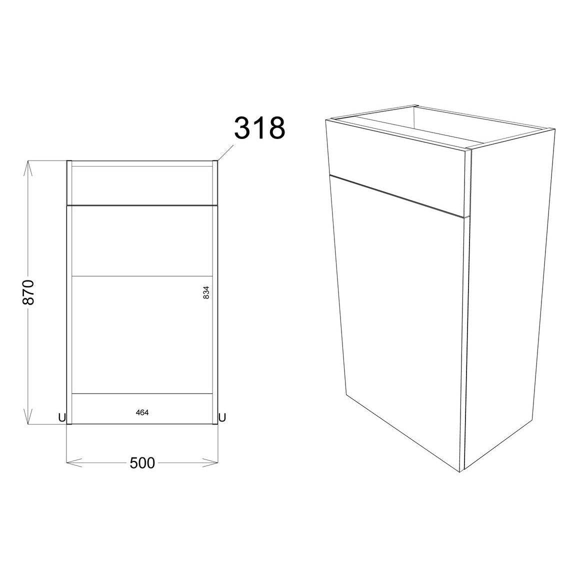 Meuble WC en cèdre 500 mm - Gris graphite mat