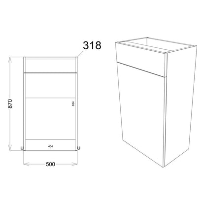 Meuble WC en cèdre 500 mm - Gris graphite mat