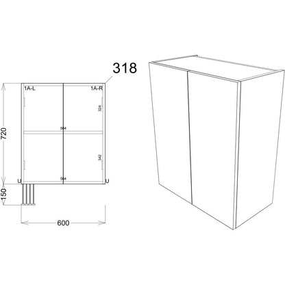 Pack Lavabo, WC et 1 porte en cèdre 1542 mm (DR) - Gris clair brillant