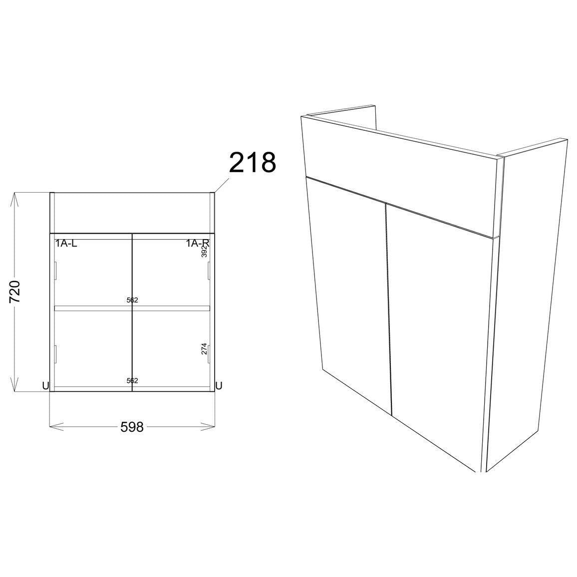 Mueble de lavabo Slim Cedar de 600 mm - Gris grafito mate