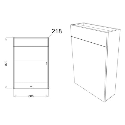 Meuble WC fin en cèdre 600 mm - Gris graphite mat