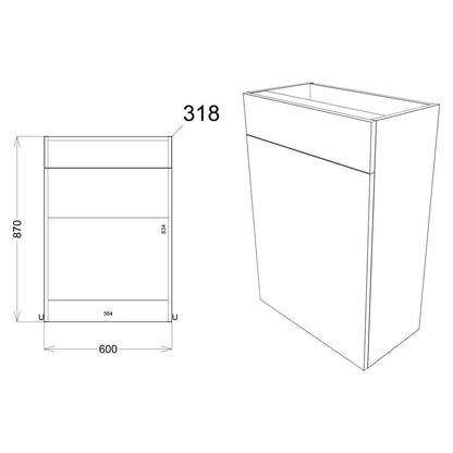 Pack Lavabo, WC et 1 porte en cèdre 1542 mm (DR) - Gris clair brillant