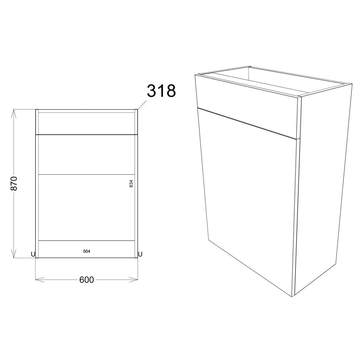 Paquete de lavabo, inodoro y 3 cajones (izquierdo) Cedar de 1542 mm - Gris claro brillante