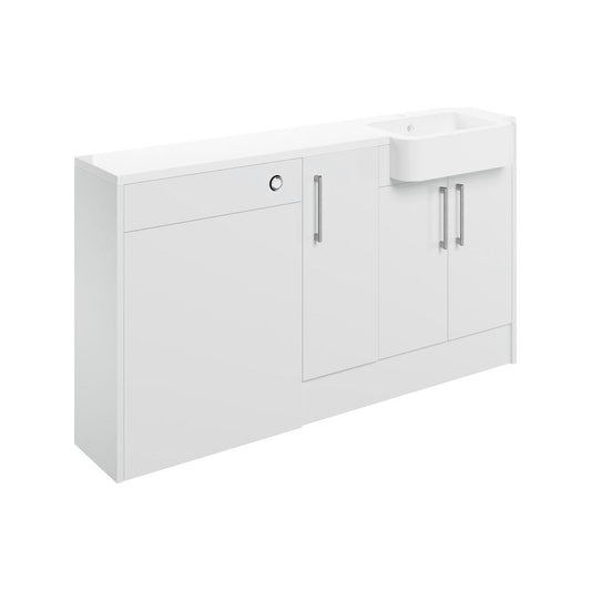 Paquete de unidad de lavabo, inodoro y 1 puerta (izquierdo) Cedar de 1542 mm - Blanco brillante