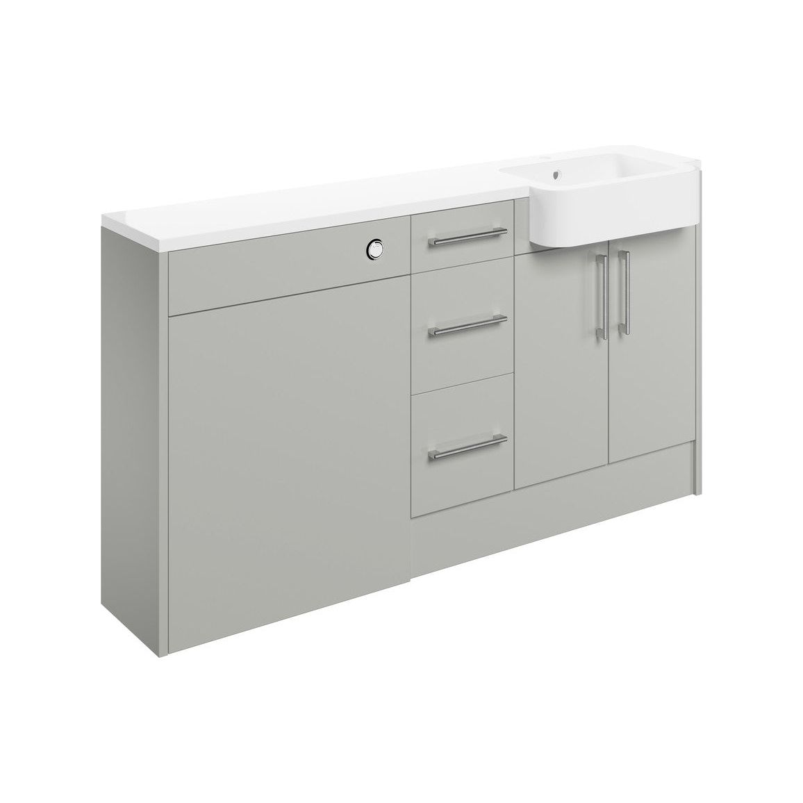 Pack Lavabo, WC et 3 tiroirs en cèdre 1542 mm (LH) - Gris clair brillant