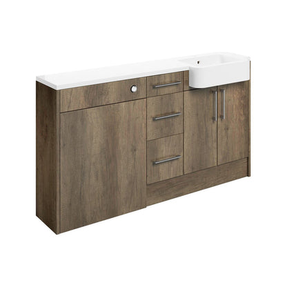 Cedar 1542mm Basin, WC & 3 Drawer Unit Pack (RH) - Nebraska Oak