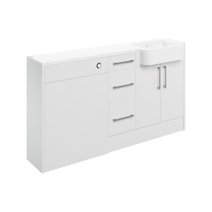 Cedar 1542mm Basin, WC & 3 Drawer Unit Pack (LH) - White Gloss