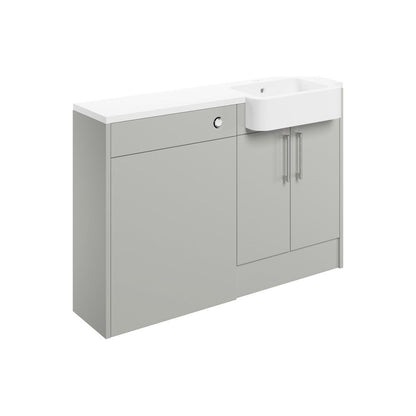 Paquete de unidad de lavabo e inodoro Cedar de 1242 mm (izquierdo) - Gris claro brillante