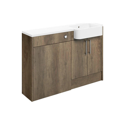 Paquete de unidad de lavabo e inodoro Cedar de 1242 mm (derecha) - Roble Nebraska