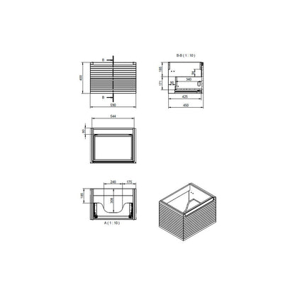 Chestnut 615mm Wall Hung 1 Drawer Basin Unit & Basin - Matt Cotton