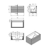 Meuble Lavabo et Vasque Suspendu 1 Tiroir 815 mm Châtaignier - Coton Mat